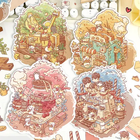 Cute Sip and Snack Collection Scene Stickers with Free Tweezers and Mystery Sticker Includes Adorable Designs