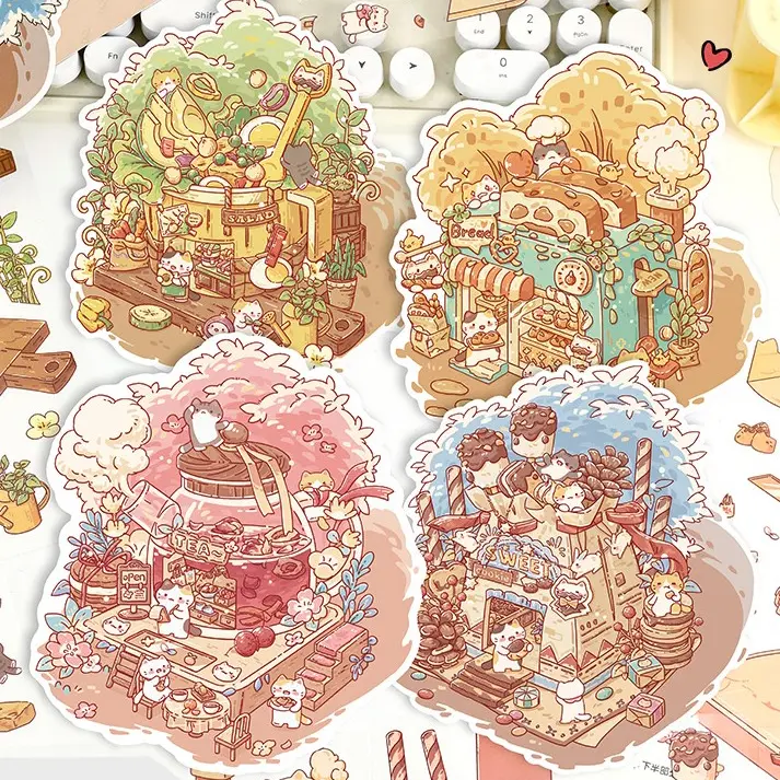 Cute Sip and Snack Collection Scene Stickers with Free Tweezers and Mystery Sticker Includes Adorable Designs