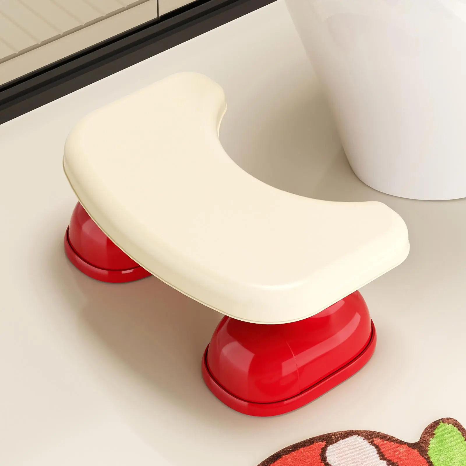 Backless bathroom toilet footstool, suitable for adults and children, thickened waterproof design with stable weight capacity, anti-tip stool without armrests