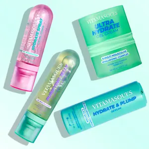 Vitamasques Hydration Skincare Set | 4-Piece Bundle for Dry & Sensitive Skin | 7-Day Deep Hydration Solution | Made in Korea, Dermatologist Tested, Vegan & Cruelty-Free for Hydrate + Moisture Facial with Foaming Gel Cleanser & Serum | Korean Skincare Set