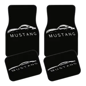 Mustang Sports Car Silhouette Car Mats, Custom Style, All-Weather Protection, 4 Pack, General Purpose, No Ca Prop 65