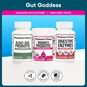Physician's Choice Gut Goddess Bundle: Targeted Gut Health Support for Women with Women’s Probiotic + Digestive Enzymes + Bloat & Gas Probiotic Physician's Choice Gut Goddess Bundle: Targeted Gut Health Support for Women with Women’s Probiotic + Digestive Enzymes + Bloat & Gas Probiotic