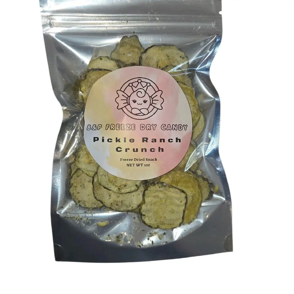 Freeze-Dried Pickle Chips with Ranch, Pickle Ranch Crunch Snack. ***Not too salty***