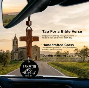 Christian Car Rearview Mirror Hanging Cross with Bible Verse - Jesus Religious Auto Decor Accessories - Inspirational Faith Birthday & Father's Day Gifts for Men, Dad, Grandpa, Husband