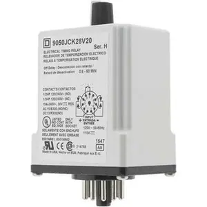 Square D 0.66 min Delay, DPDT Time Delay Relay 10 Contact Amp, 110 VDC & 120 VAC 9050JCK28V20