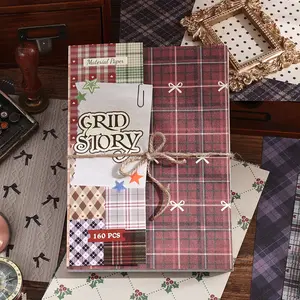 160 Sheets Vintage Plaid Scrapbook Paper Kit, Classic Non‑Sticky Background Paper, Decorative Craft Planner Accessories for Bullet Journal, Greeting Cards, DIY Gift Wrapping & Scrapbook Album, Ideal for Adults & Teens