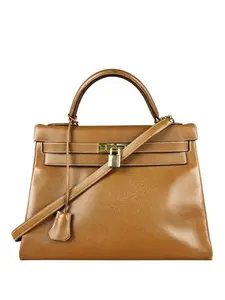Pre-owned leather (epsom) Tote Bags Hermes Kelly 32 Epsom Camel 1991
