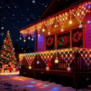 USB Powered Snowflake String Lights, 100 LED Triangle Net Decorative Lights, 8 Modes, Indoor Outdoor Grid LED Decoration, Led Ambient Lighting, Led Lights Bedroom