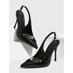Women's Back Strap Butterfly Decor Lolita Style High Heel Shoes, Office Wear, Wine Red For Christmas