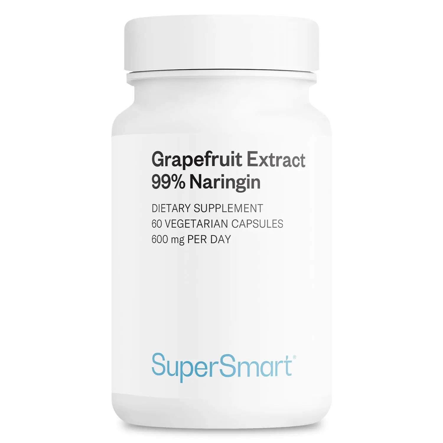 SuperSmart Grapefruit Extract 600mg per Day (99 % Naringin) - High Potency GSE Supplement | Non-GMO & Gluten Free - 60 Vegetarian Capsules