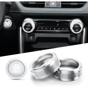 for Toyota RAV4 Accessories 2025 2024 2023 2022 2021 2020 2019 -Air Conditioning Knob Covers, Push Start Button Cover Trim Rings 4 count ()