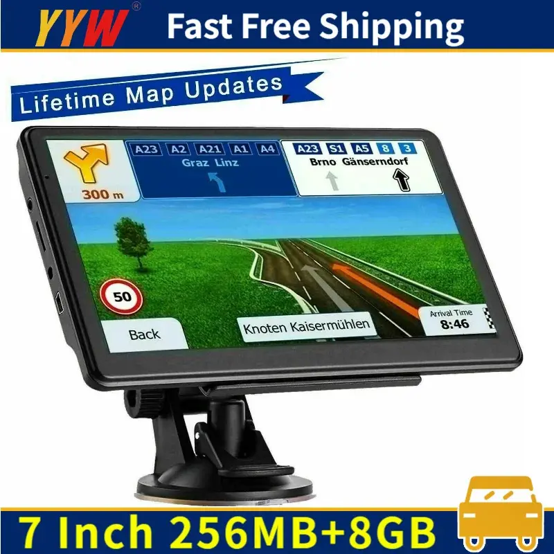 7" Multifunctional Universal Car SUV Motorcycle Truck GPS Navigation 256MB+8GB Car GPS System with Turn-By-Turn Voice Navigation
