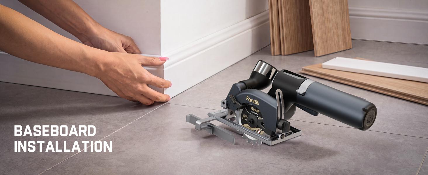 Fanttik O11 Pro Cordless Circular Saw Kit Set - 3-3/8 Inches, 4500RPM Brushless Motor, 1" Max Cutting Depth, 0-45° Bevel, Built-in Batteries, 2 Blades, Dust Port, Ideal for Cutting Wood, DIY Furniture, Home Renovation, Cordless Saw, Lithium Ion