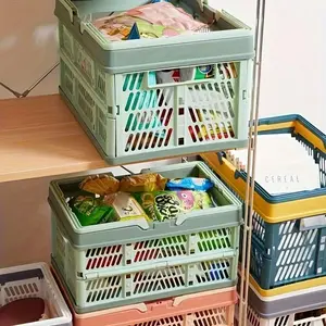 1pc Folding Portable Basket, Stacking Storage Basket for Picnics, Shopping, Car Organization, Multi-Use Home Storage Solution, Foldable Basket, Carrying Caddy