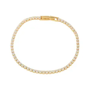 18K Gold-plated Tennis Bracelet 3 mm with Secure Snap Clasp Closure & CZ Stones for Versatile Timeless Style Classic Design