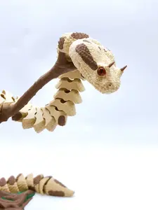 3D Printed Flexi Horned Viper Snake • Articulated Desert Serpent Toy • Realistic Scales • Marble Eye Variant • Fidget Desk Pet