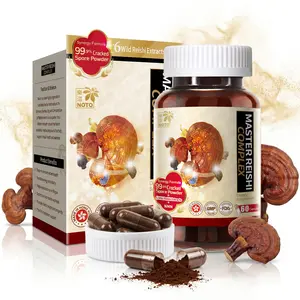 Mushroom Dietary Supplement, rich in antioxidants, 60 capsules per bottle, with added 6 Wild reishi mushroom, 99.9%  wall-broken Ganoderma lucidum Spore Powder and NMN ,8 in 1, supports brain,skin,heart, and bone health