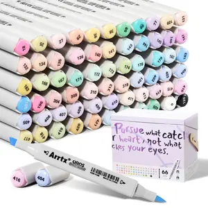 Arrtx Alcohol Markers ALP 66 Pastel Colors,Chisel and Fine Tip Professional Art Markers for Adult Artists Coloring Drawing Sketching Illustration