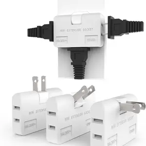 3 Way Flat Wall Outlet Extender AC Adapter - 2-Prong Swivel Mini Indoor Wall Tap Plug, Outlet Splitter (Quick & Easy Install) Perfect for Home and Travel, Type A, White (3 Pack)