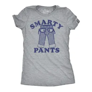 Womens Funny T Shirts Smarty Pants Sarcastic Nerd Graphic Novelty Tee for Ladies Funny Womens T Shirts Cute Vintage Fashion Casual Ladies T-Shirt Gift Nerd Tops for Women Funny Sarcastic Top Women's Novelty Light Grey