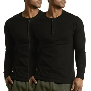 2 Pack Men's Henley Shirts Cotton Long Sleeve Tops S-3XL Regular Big & Tall Breathable Comfy Basic Layering Top Menswear Underwear Classic Casual