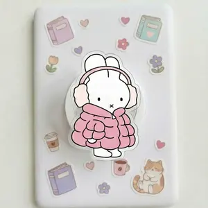 Magnetic Phone Grip Coquette Winter Bunny, Removable Magsafe Compatible Kindle Holder, Cute Aesthetic High-Quality Print, Birthday Gift, Strong Magnet