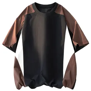 American-style color-block spliced raglan short-sleeve men’s T-shirt, quick-drying for summer; lightweight, loose fit, crew neck, breathable cool feel; outdoor street casual, versatile top #SummerWins