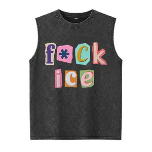 Unisex Menswear Washed Vest - Smooth Soft Seamless Fabric, Anti-Trump, Anti-MAGA, FDT, Protect Immigrants, No Human Is Illegal, Leftist, F*ck Ice Magazine Letters