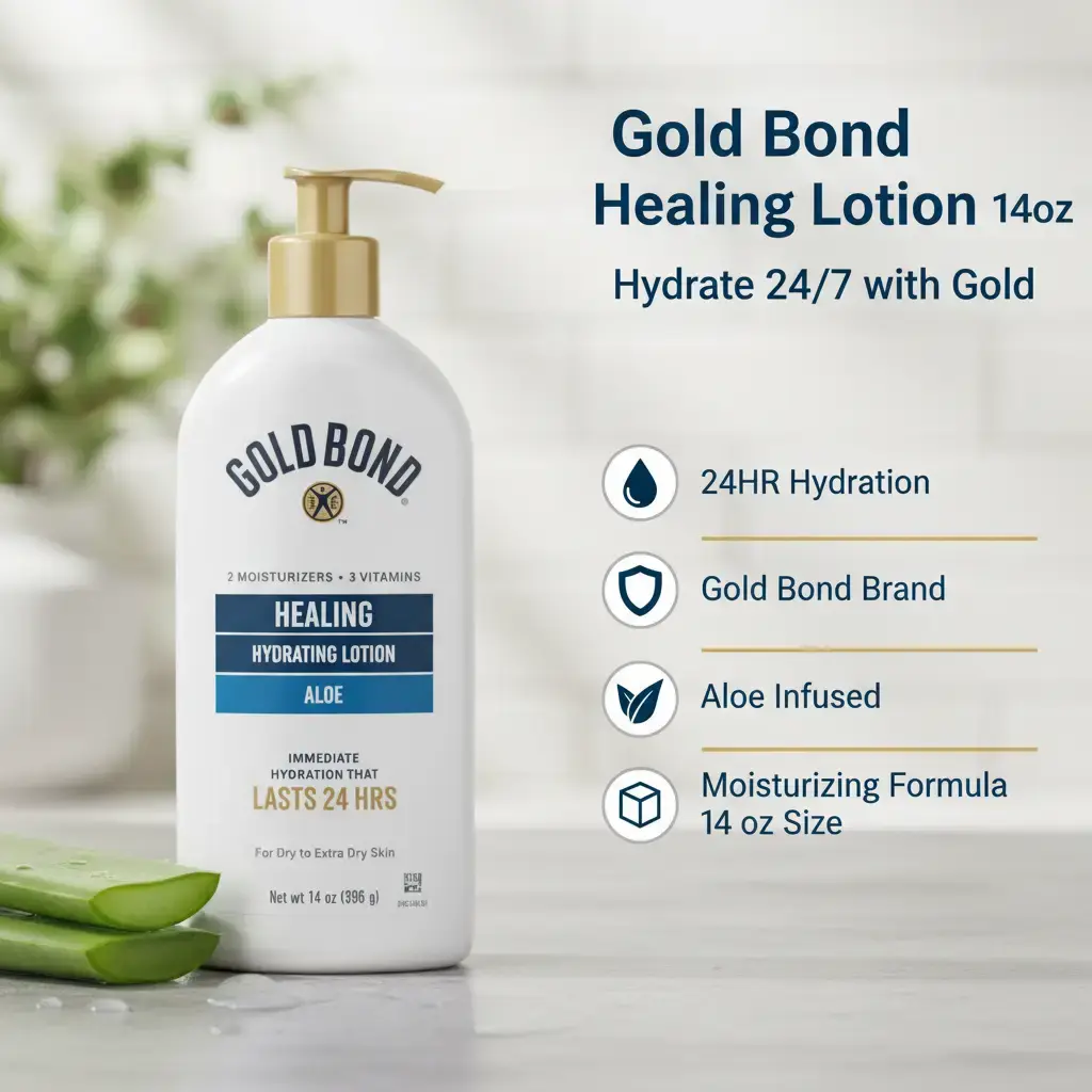 Gold Bond Healing Hydrating Lotion, 14 oz., With Aloe, 24HR Hydration