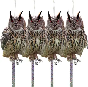 4PCS Fake Owl, Garden Owl, Plastic Owls, Reflective Hanging Decoration, Effective Control Device with Reflective Tape for Garden Patio Windows Tree Kungfu Mall