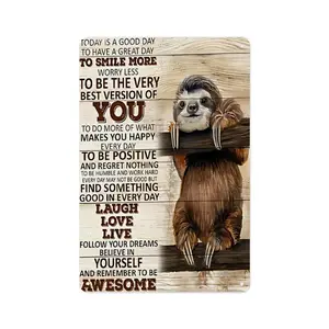 Motivational Sloth Poster Wall Art - Inspirational Quotes Poster - Ready To Hang Home And Office Decor, Holiday Gift, Home Wall Decor, Aluminum Metal Sign 12x8 Inch