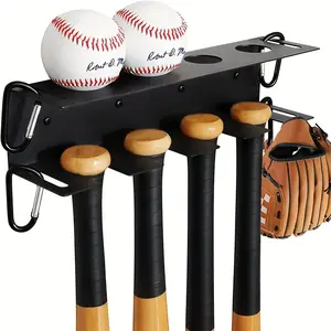 Heavy-Duty Iron Baseball Bat Storage Rack - Wall-Mounted Bat Holder with 4-Tier Bat Display, Space-Saving Design for Home, Garage, Office, Baseball Bat Holder, Home Decorators