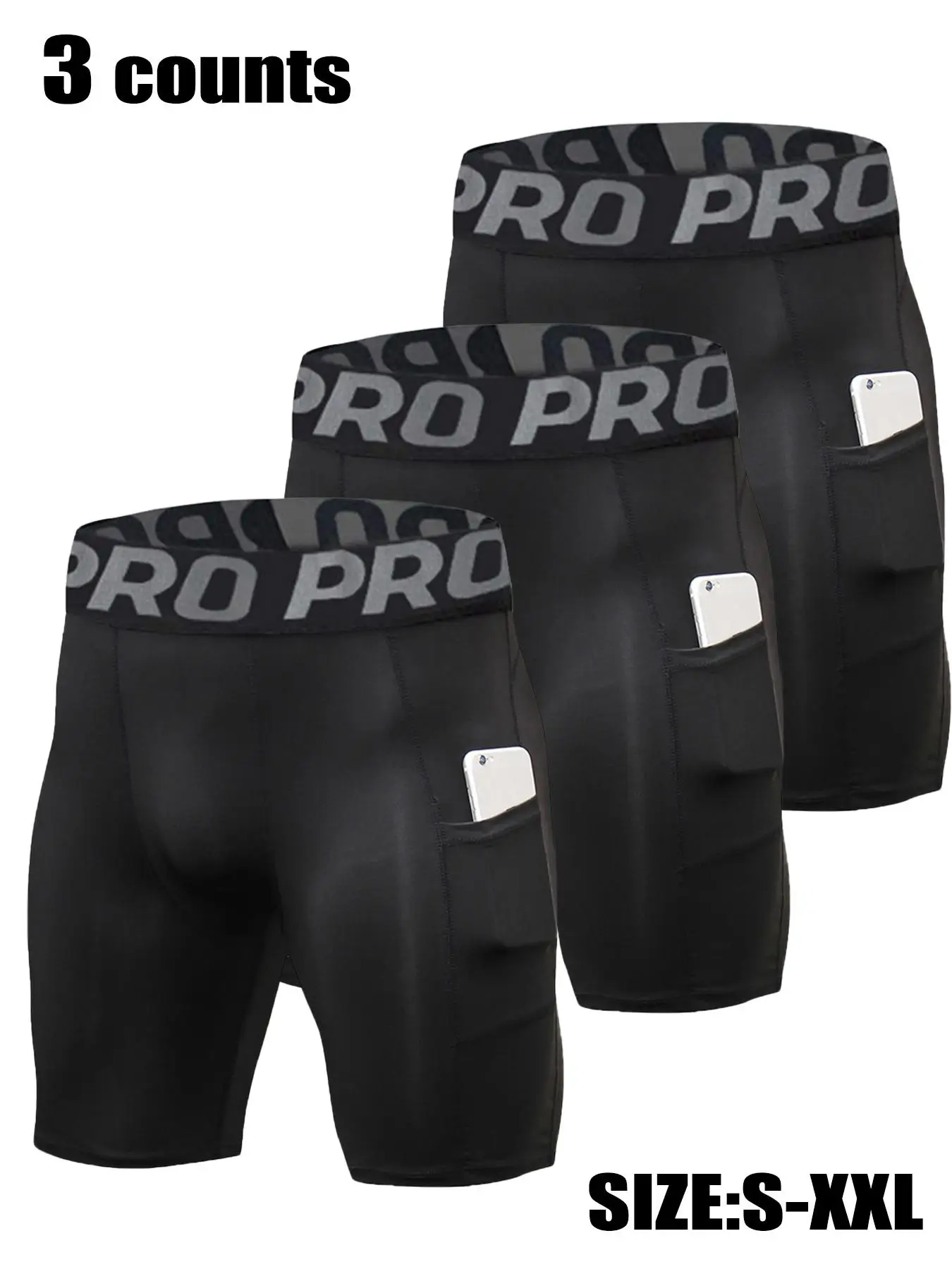 Men's Letter Tape Seamless Pocket Compression Shorts, Breathable Skin Friendly Tight Fitting Panties for All Seasons, Quick-drying Anti-chafing Boxer