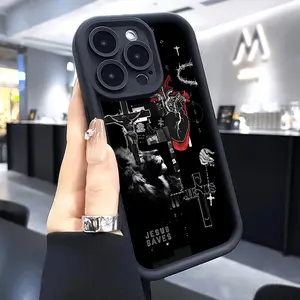 Case for iPhone 16 Pro Max 15 Plus 14 13 12 11 XS XR Crucifixion Anti-Scratch Shockproof Soft Silicone Protective Cover