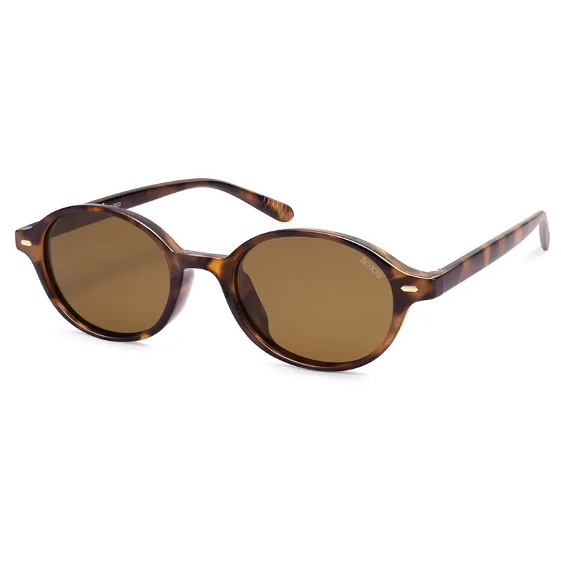 SOJOS Trendy Oval Polarized Sunglasses for Women Men, Chic Retro Small Narrow Round Womens Mens Sunnies