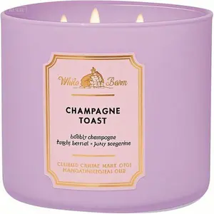 "Luxury Scented 3-Wick Candle, Champagne Toast Fragrance, 14.5 Ounce Soy Wax, Long-Lasting Aroma, White Barn Style, Home Decor Gift"