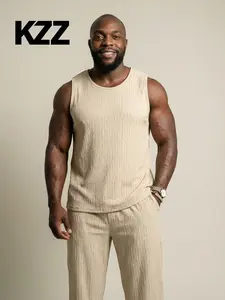 KZZ Men's Tank Top Summer American-Style Slim-Fit Solid-Color Athletic Tank Top Trendy Casual Stretch Set for Men Menswear Socks Menswear