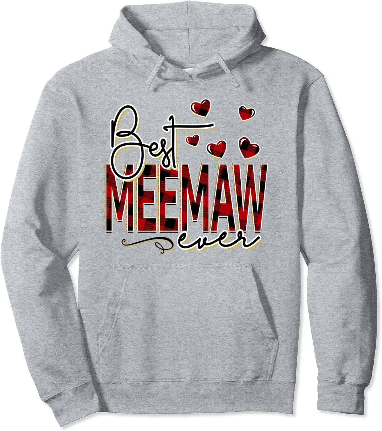 Christmas Personalized Best Meemaw ever Buffalo Plaid Pullover Hoodie - Rosazamorap Shop 90B09LYNZYCJ