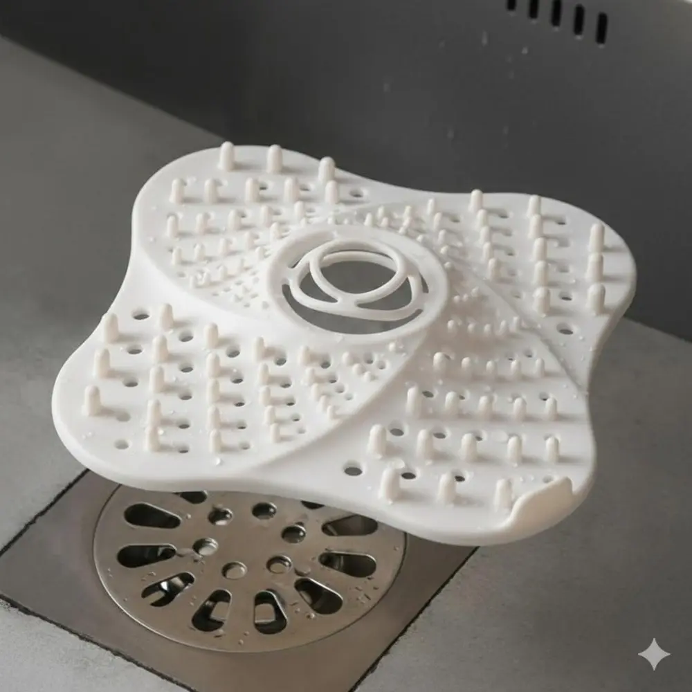 Hair Catcher Drain Cover, Clog-Free & Odor-Resistant, Removable & Washable. Fits Bathroom Sinks, Kitchen Sinks, Showers. Anti-Bacteria, Anti-Grease, Durable & Easy Clean Drain Filter, Bathroom Accessory