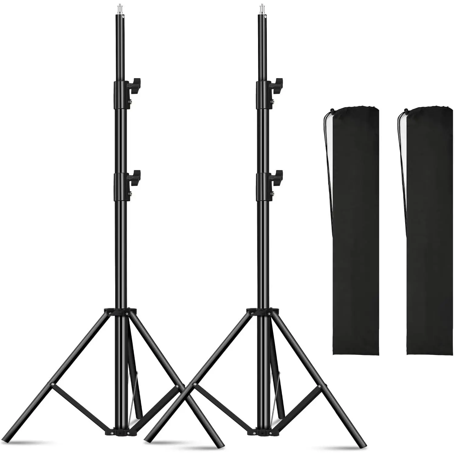2pack Heavy Duty Light Stand 9.2ft / 110"  Spring Cushioned Tripod Lighting Stands Max Loading:10KG Adjustable 94cm-280cm with Carry Bag for Photography Softboxes Umbrella Studio