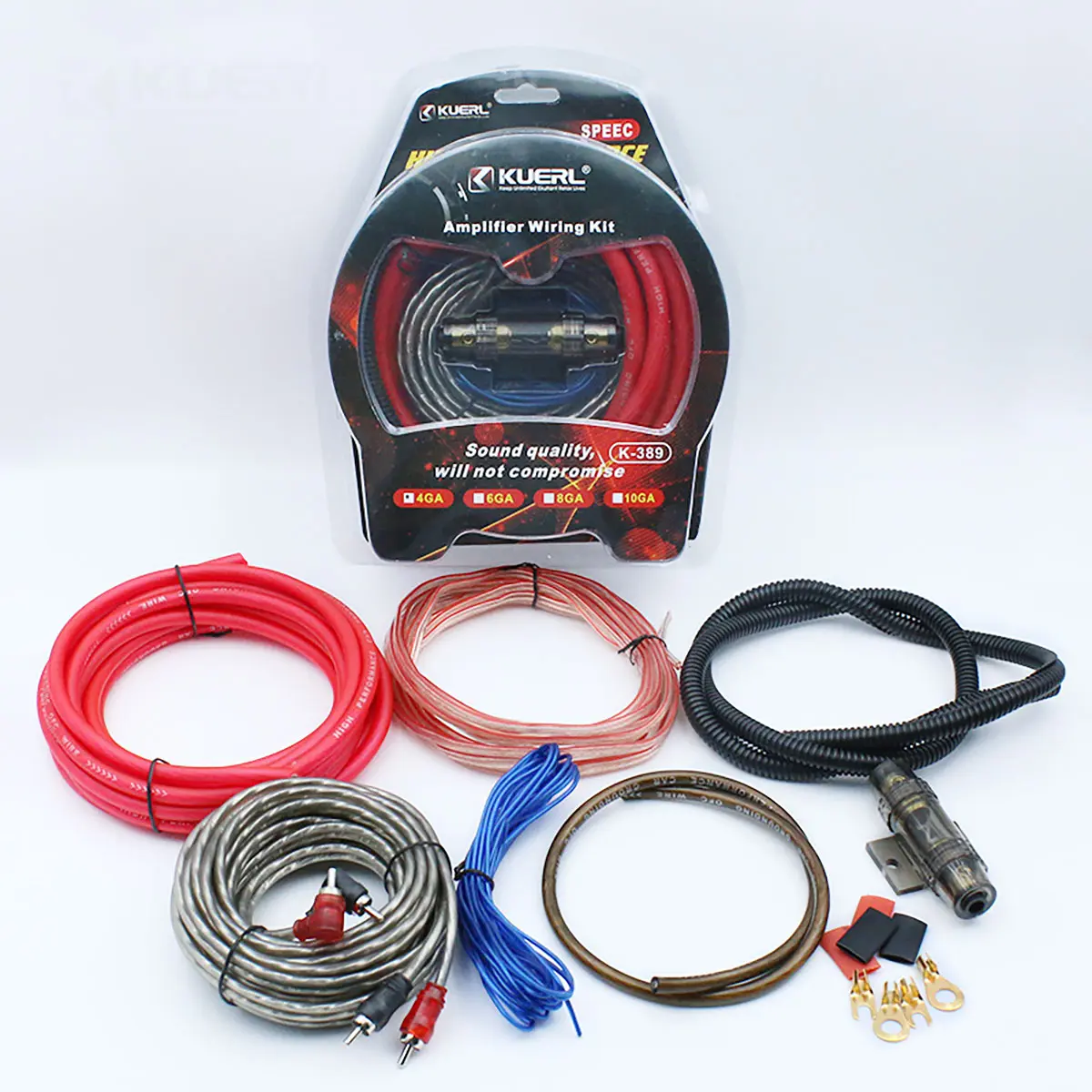 4 Gauge 2000W Amplifier Wiring Kit Complete Amp Wiring Kit with 17FT CCA Power Wire RCA Cable