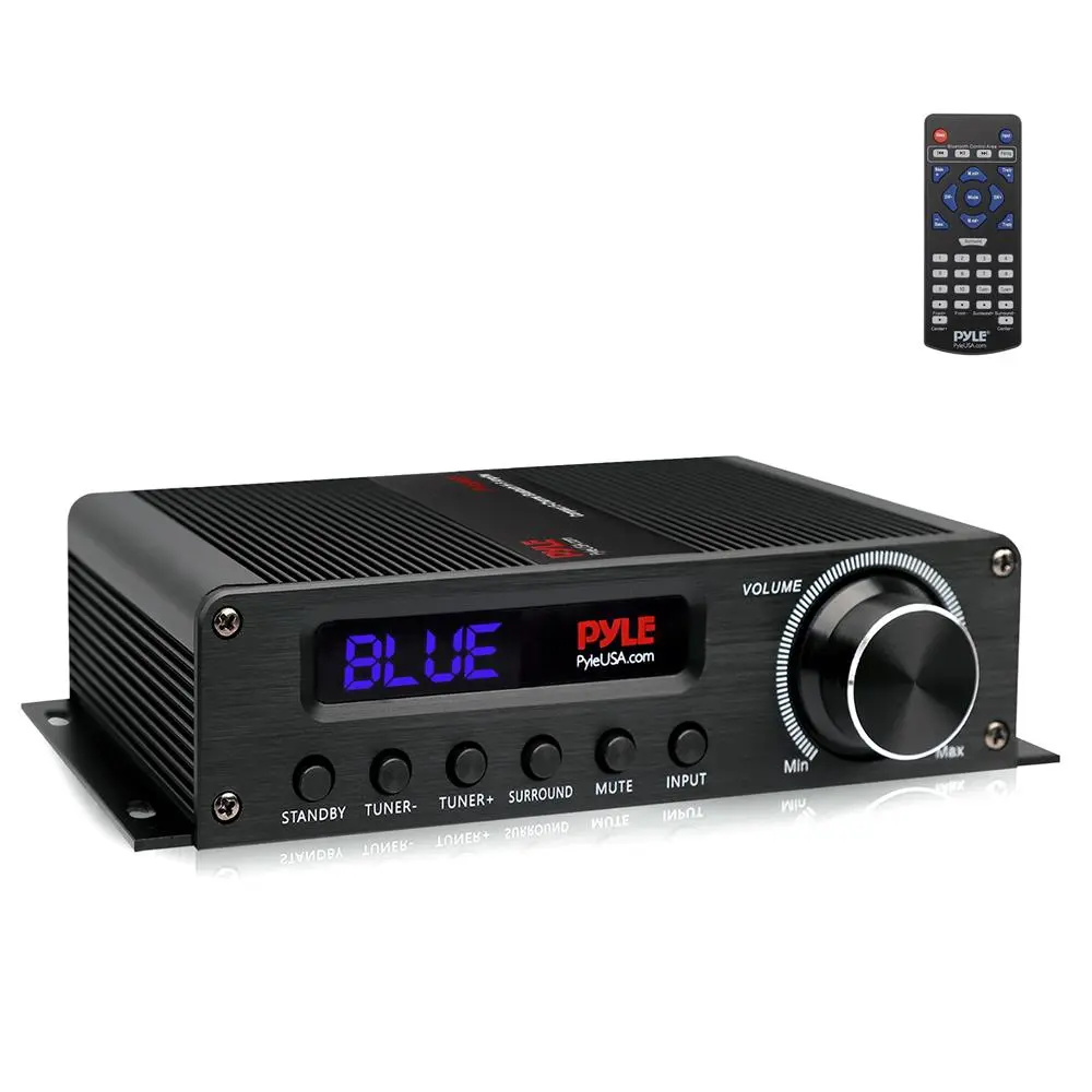 Compact Aluminium Wireless Bluetooth Digital Radio Stereo Home Amplifier Receiver - Audio Enhancer with Adapter, Remote Control for Smartphone, Tablet Streaming, 100W Max Out, 12V Adapter