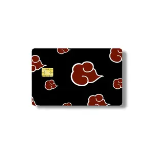 Holographic Red Cloud Credit Card Sticker Anime Inspired Design Black Background Decal Personal Touch for Debit Card