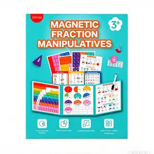 Magnetic Fraction Tri-Fold Board Book for Kids, Hands-On Math Manipulative, Visual Learning Toy, Interactive Activity Set with Dry-Erase Cards & Travel Storage, STEM Educational Gift for Ages 3+