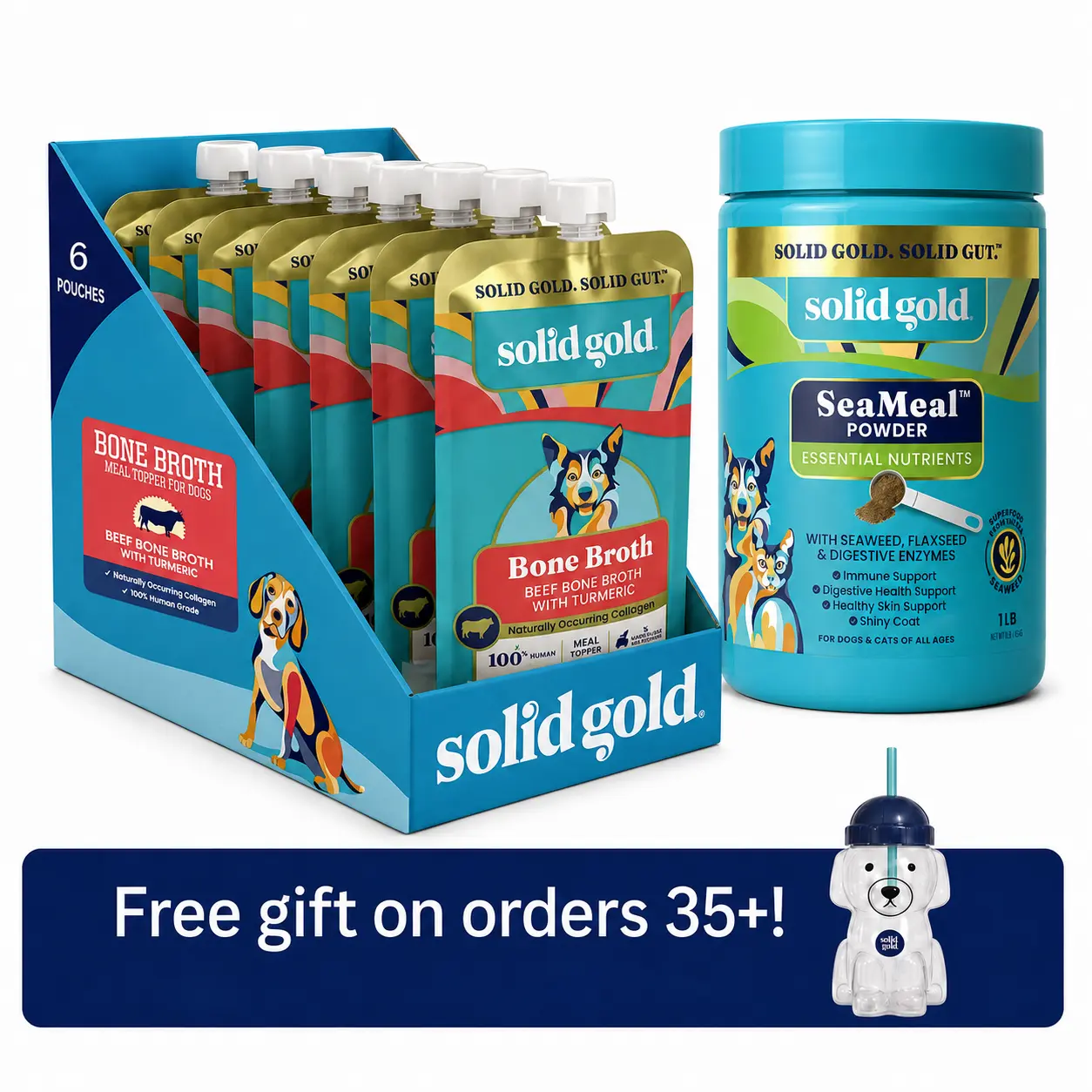 SeaMeal Powder + Bone Broth Meal Topper for Dogs