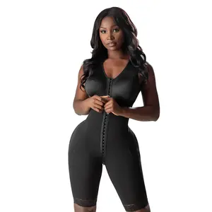 BBL & Lipo Post Surgery Faja Colombiana with Built-in Bra Snatched Body Bra Shapewear Compression No Rear Compression 3 Compression Hook Levels Black - Padded