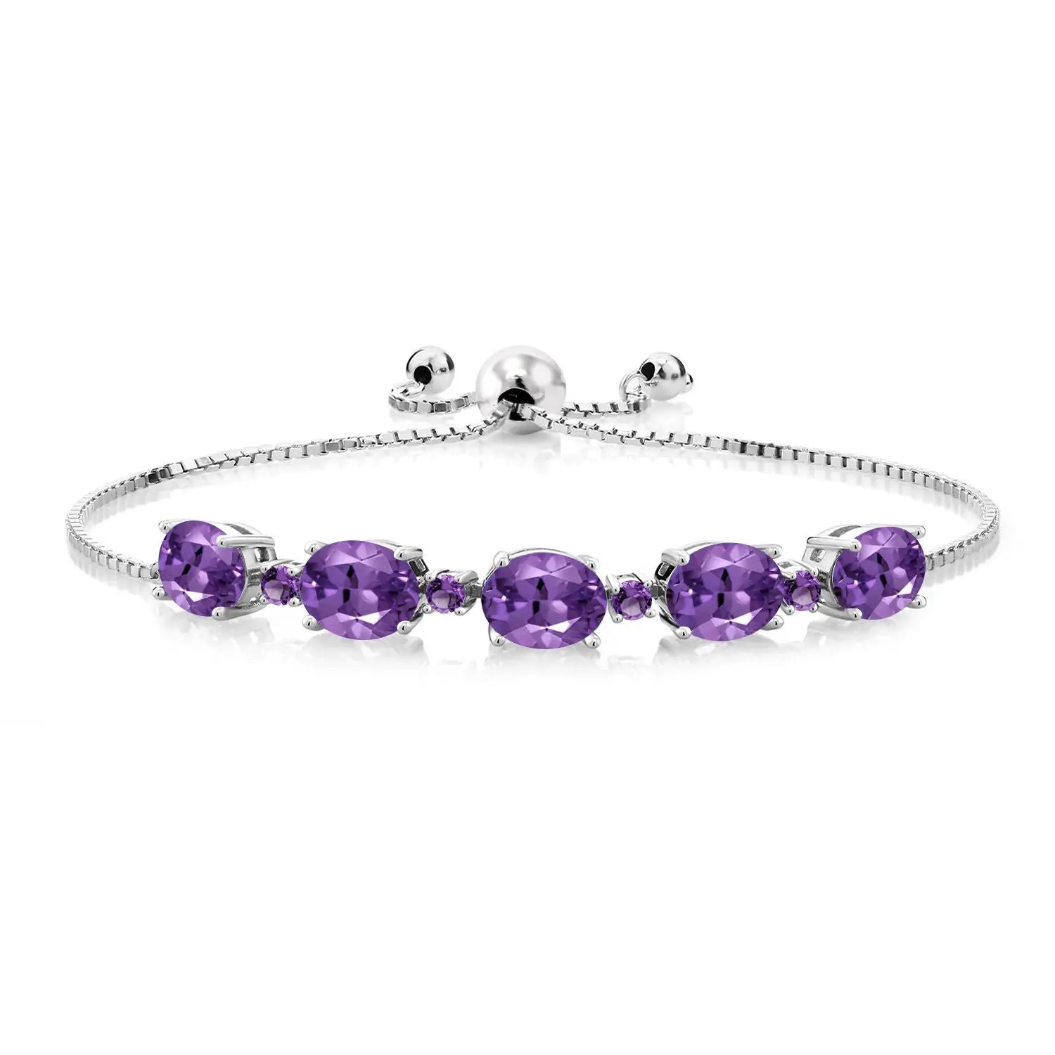 Gem Stone King 5.99 Ct Oval Purple Amethyst 925 Sterling Silver Bracelet For Women