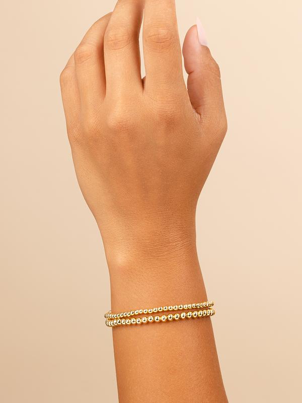 Sterling Forever 14K Gold Beaded Stretch Bracelet Set for Women – Stackable Elastic Bracelets in Mixed Bead Sizes – One Size Fits Most Sterling Forever 14K Gold Beaded Stretch Bracelet Set for Women – Stackable Elastic Bracelets in Mixed Bead Sizes – One Size Fits Most