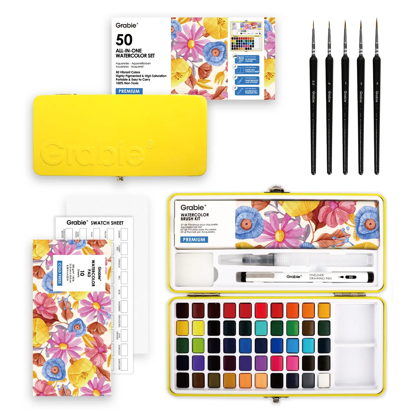 Grabie All-In-One Premium Watercolor Set of 50, Back to School, Class Reward Gift Idea Grabie All-In-One Premium Watercolor Set of 50, Back to School, Class Reward Gift Idea
