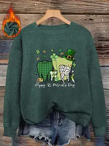 Women's Saint Patrick's Day Fitted Sweater, Long Sleeve Graphic Knit Top, Casual Fall & Winter Wear, Soft and Warm